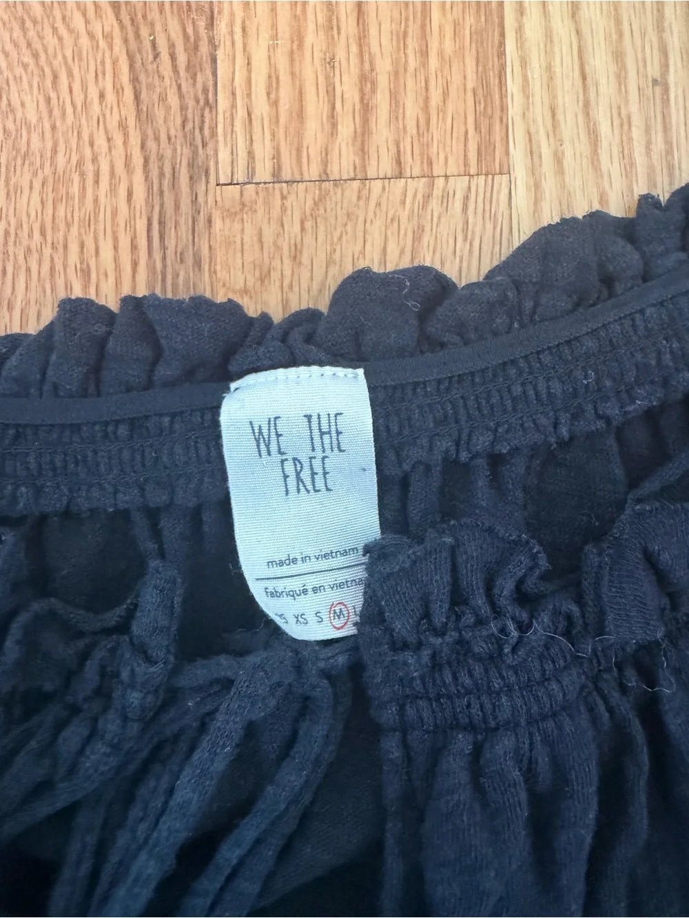 Free People Black Off-the-Shoulder Tie-Front Crop Top